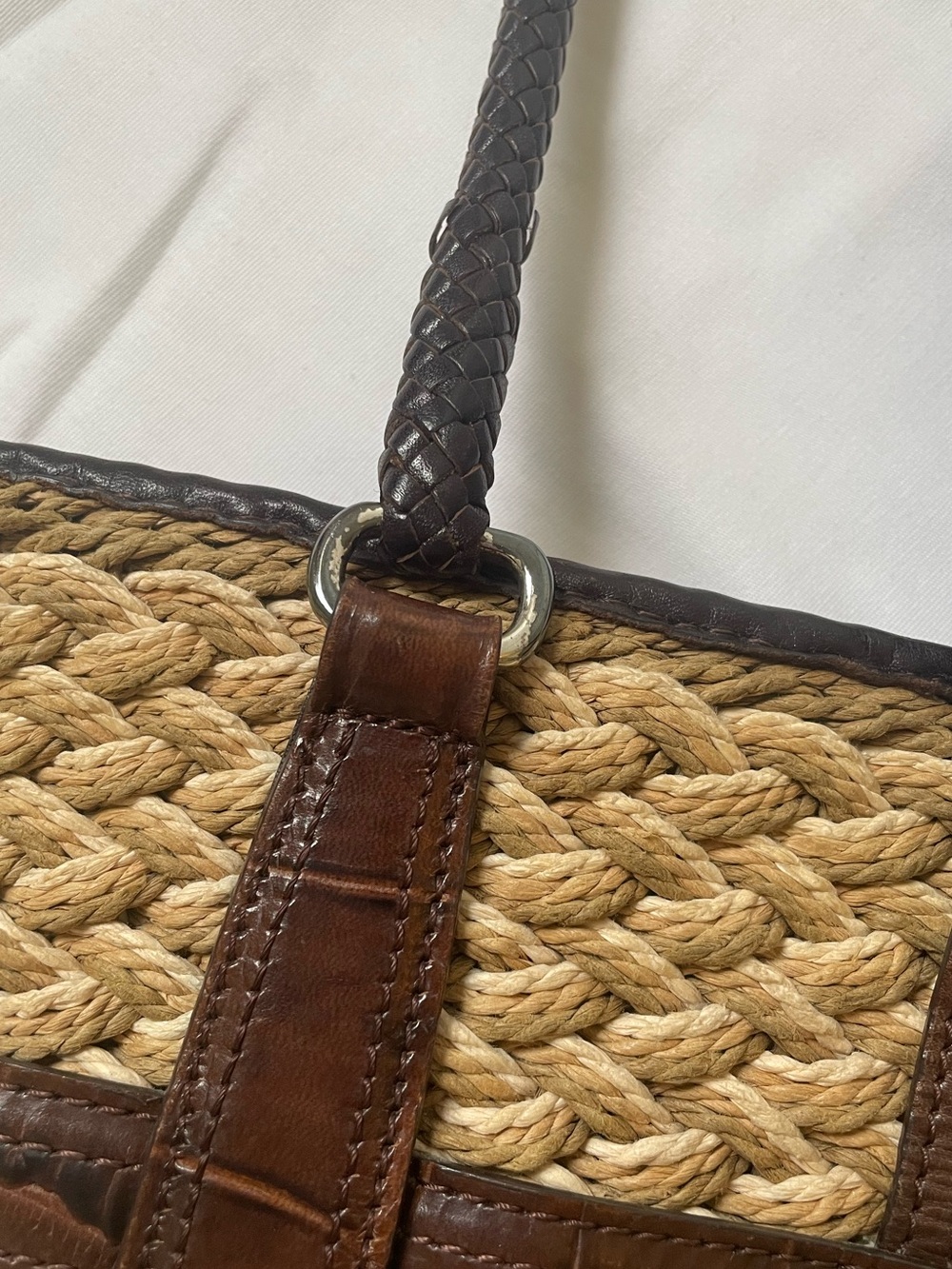 Brighton woven straw and leather trim shoulder purse - Picture 12 of 15